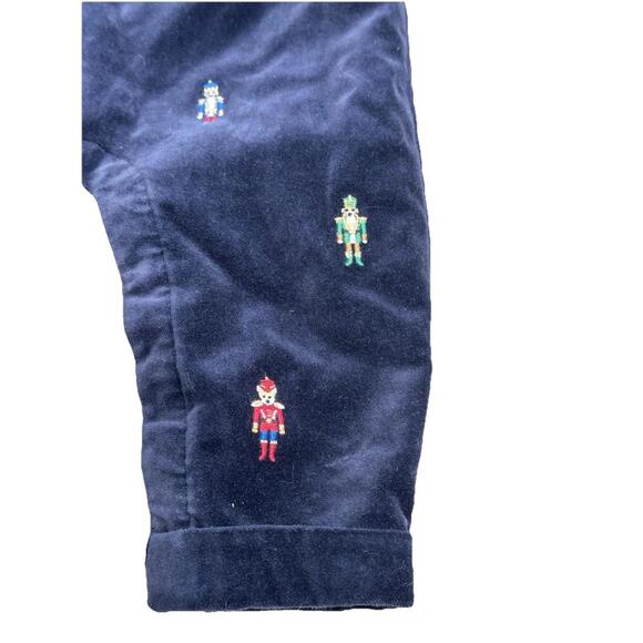 Janie & Jack Velvet Dog Nutcracker Baby 3 to 6 mos One Piece Overalls Navy Blue - Picture 4 of 7